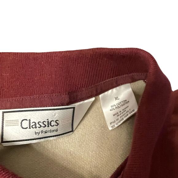 Classics by Palmland burgundy & tan polo grandpa style XL retro striped - Picture 3 of 5